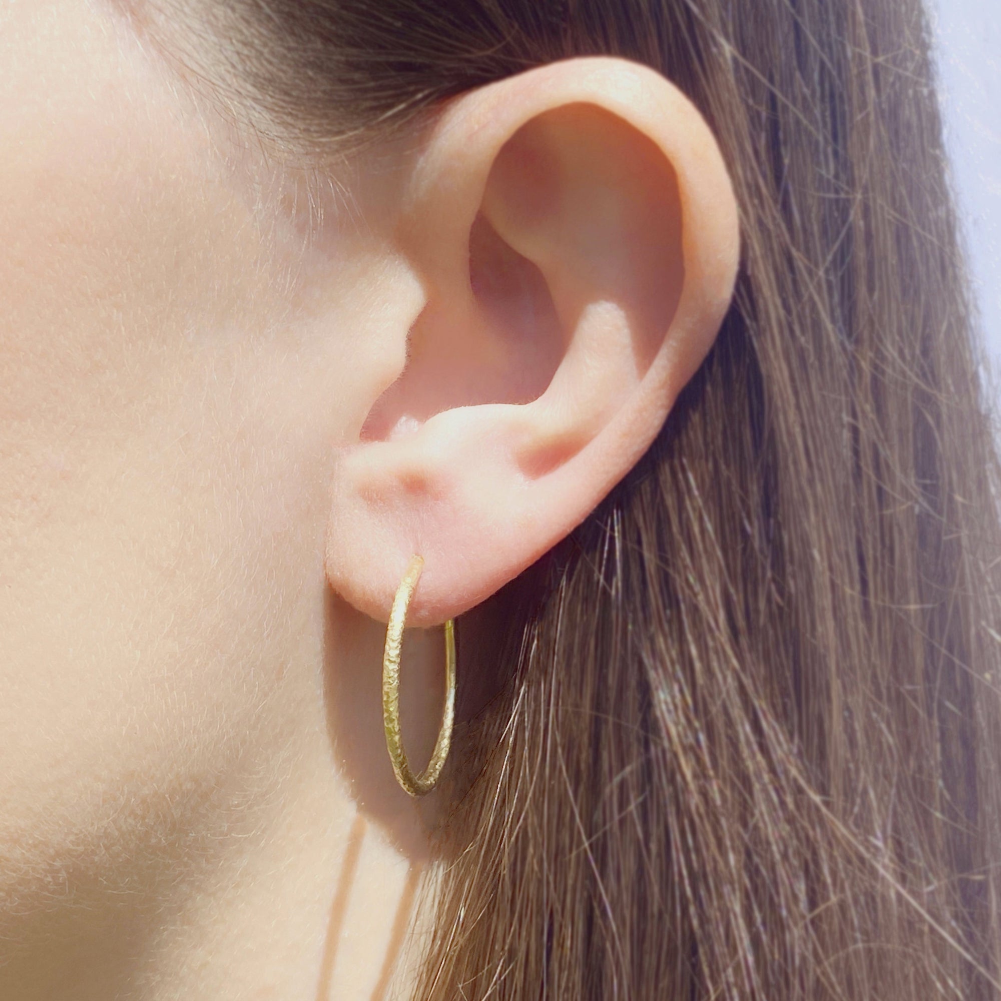 Textured Gold Hoop Earrings - 20mm