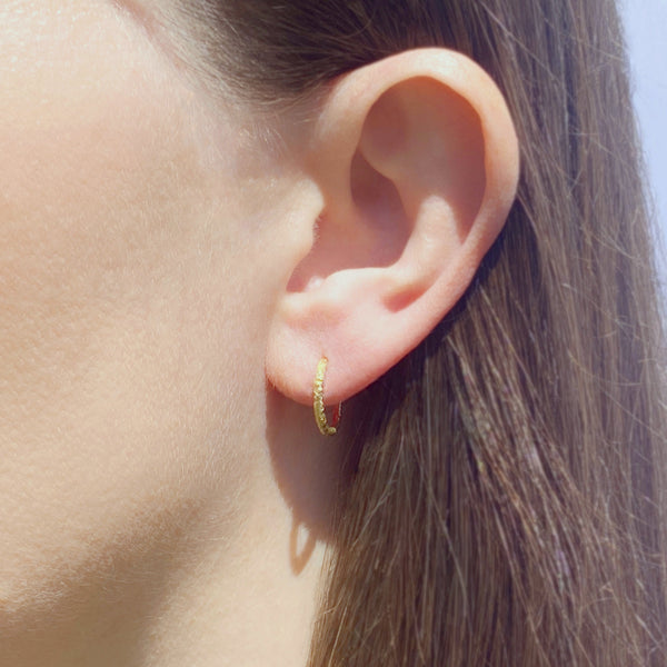 Textured Gold Hoop Earrings - 10mm