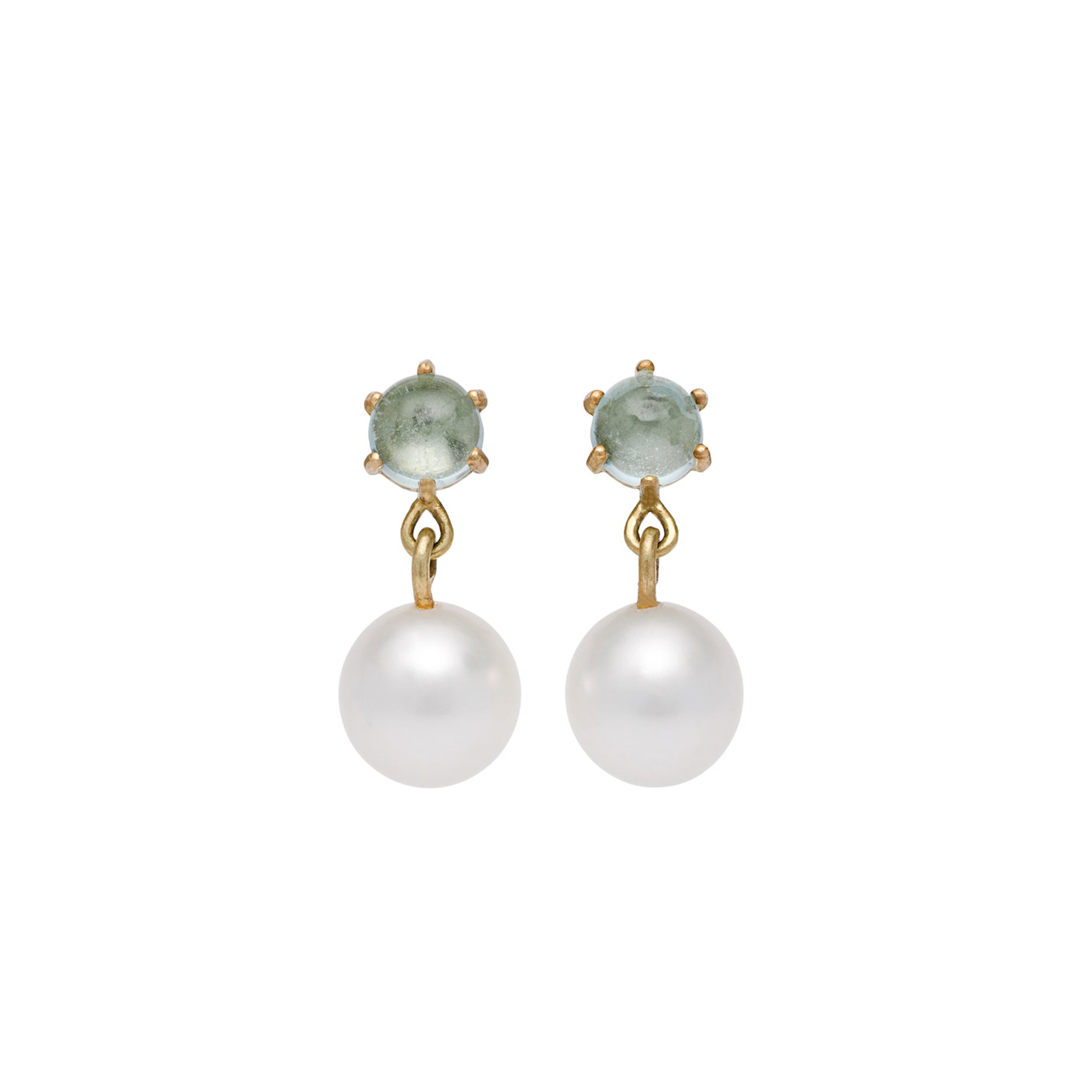 Dreamer Pearl and Aquamarine Drop Earrings