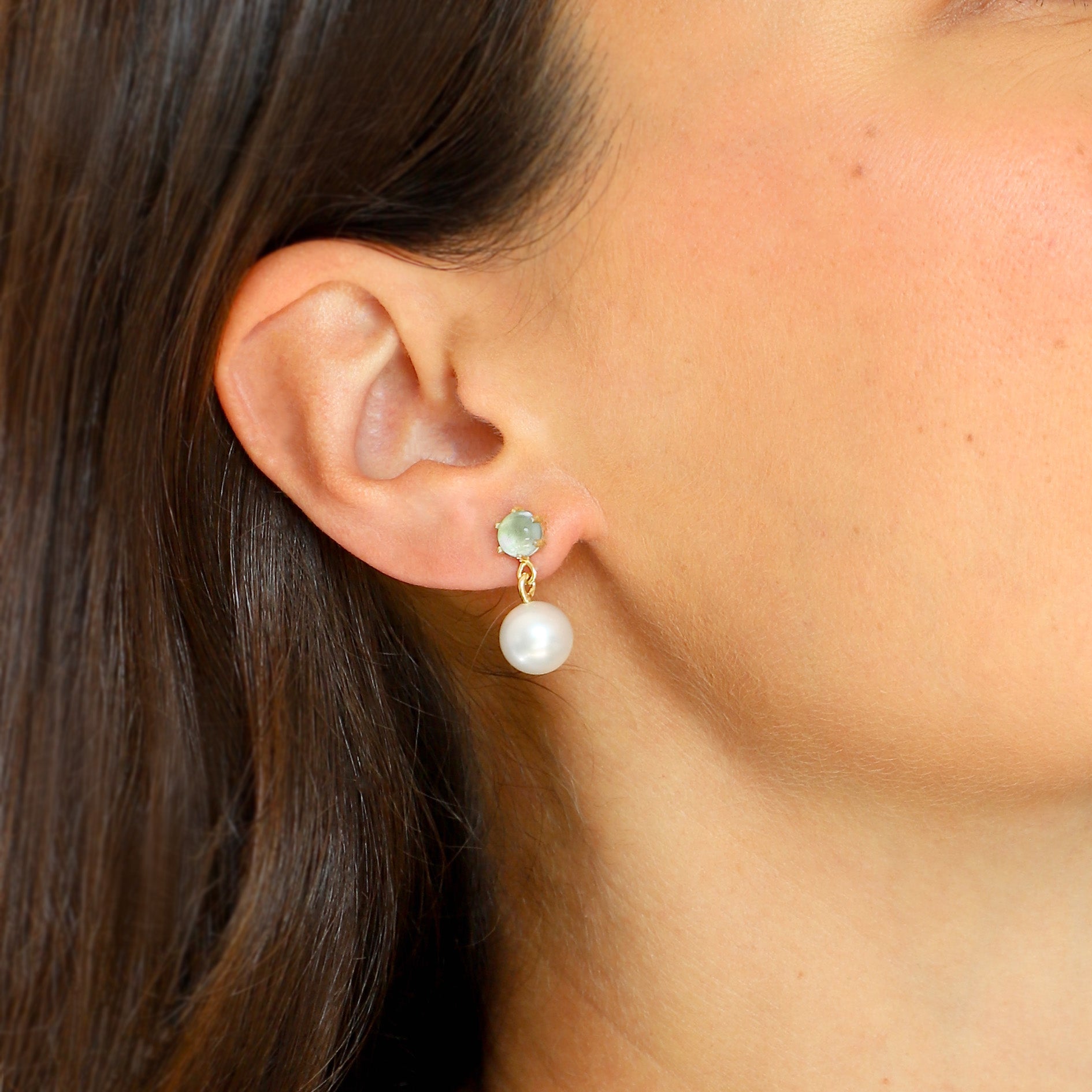 Dreamer Pearl and Aquamarine Drop Earrings