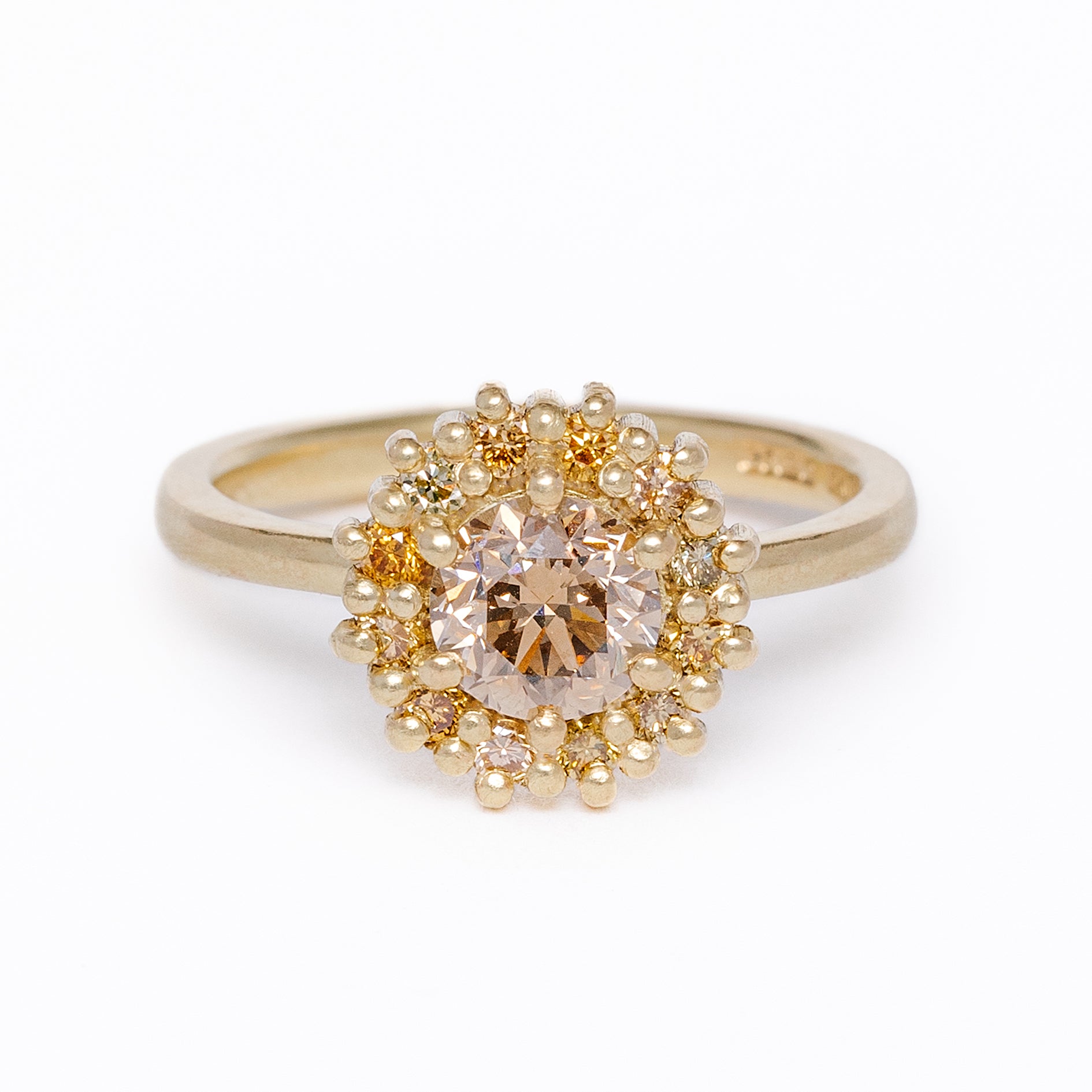 Florence Champagne Diamond Halo Ring 1ct