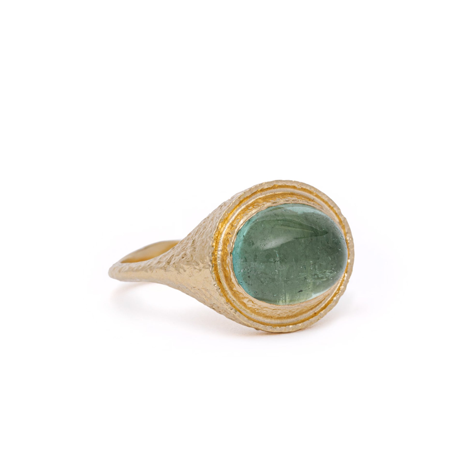 Gaia Green Tourmaline Signet Ring