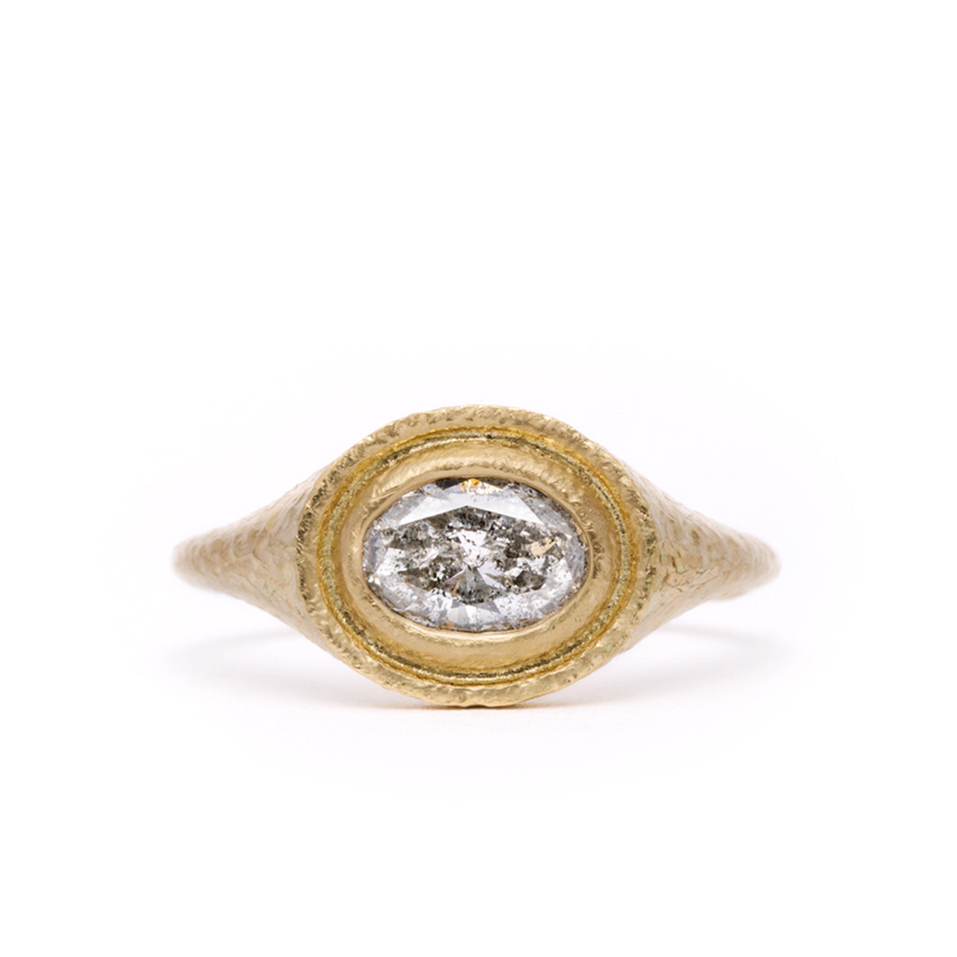 Gaia Salt & Pepper Diamond Signet Ring 0.70ct
