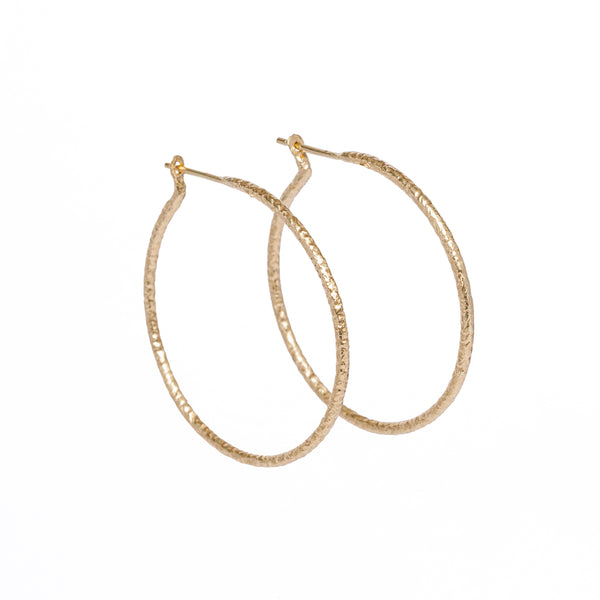 Textured Gold Hoop Earrings 30mm