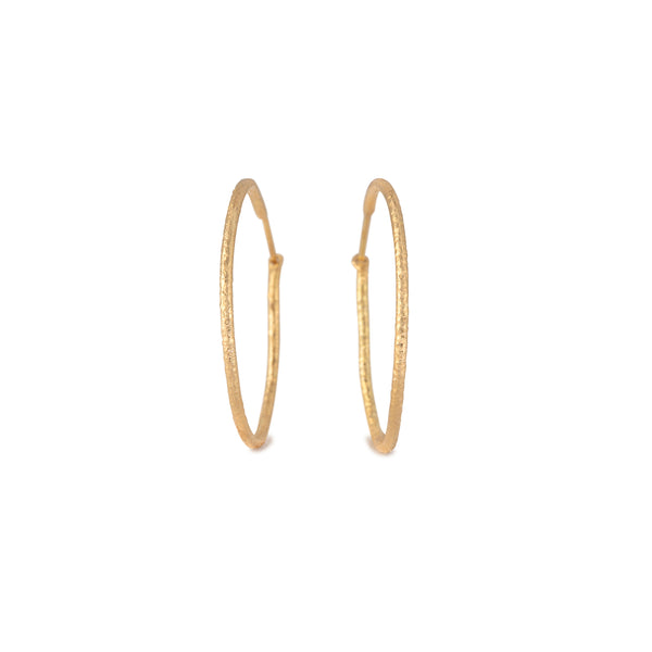 Textured Gold Hoop Earrings - 30mm