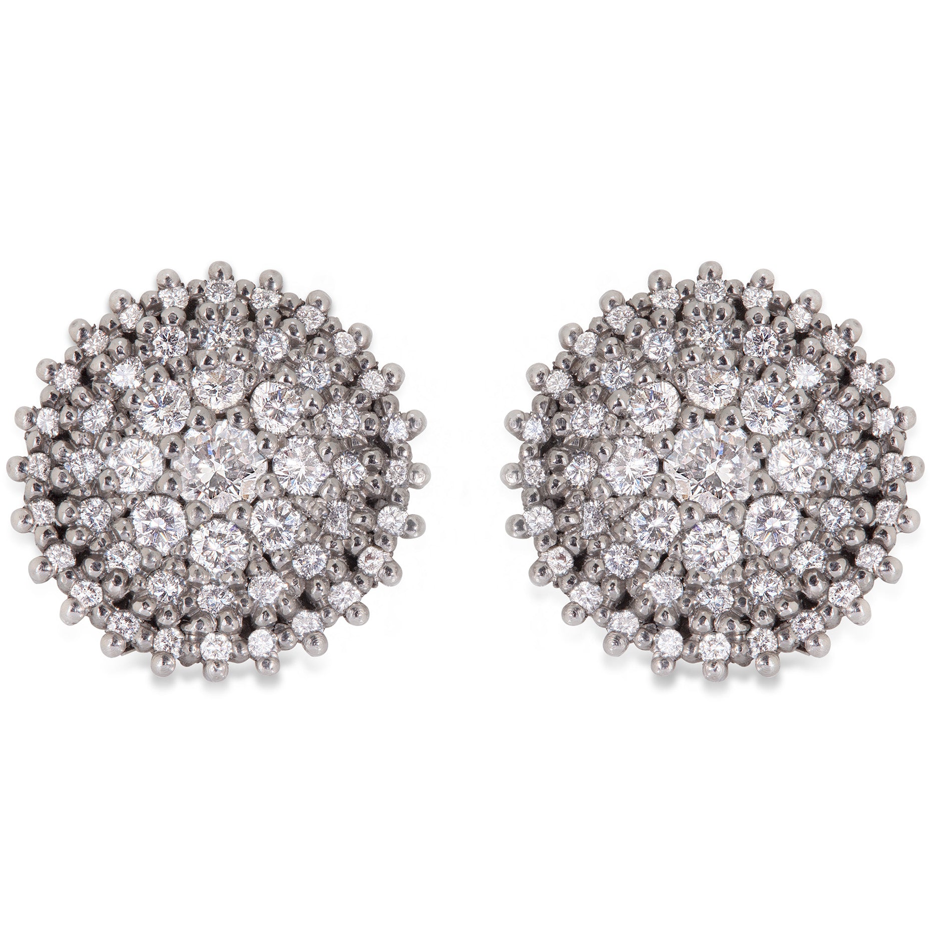 Pair of diamond earrings on a white background