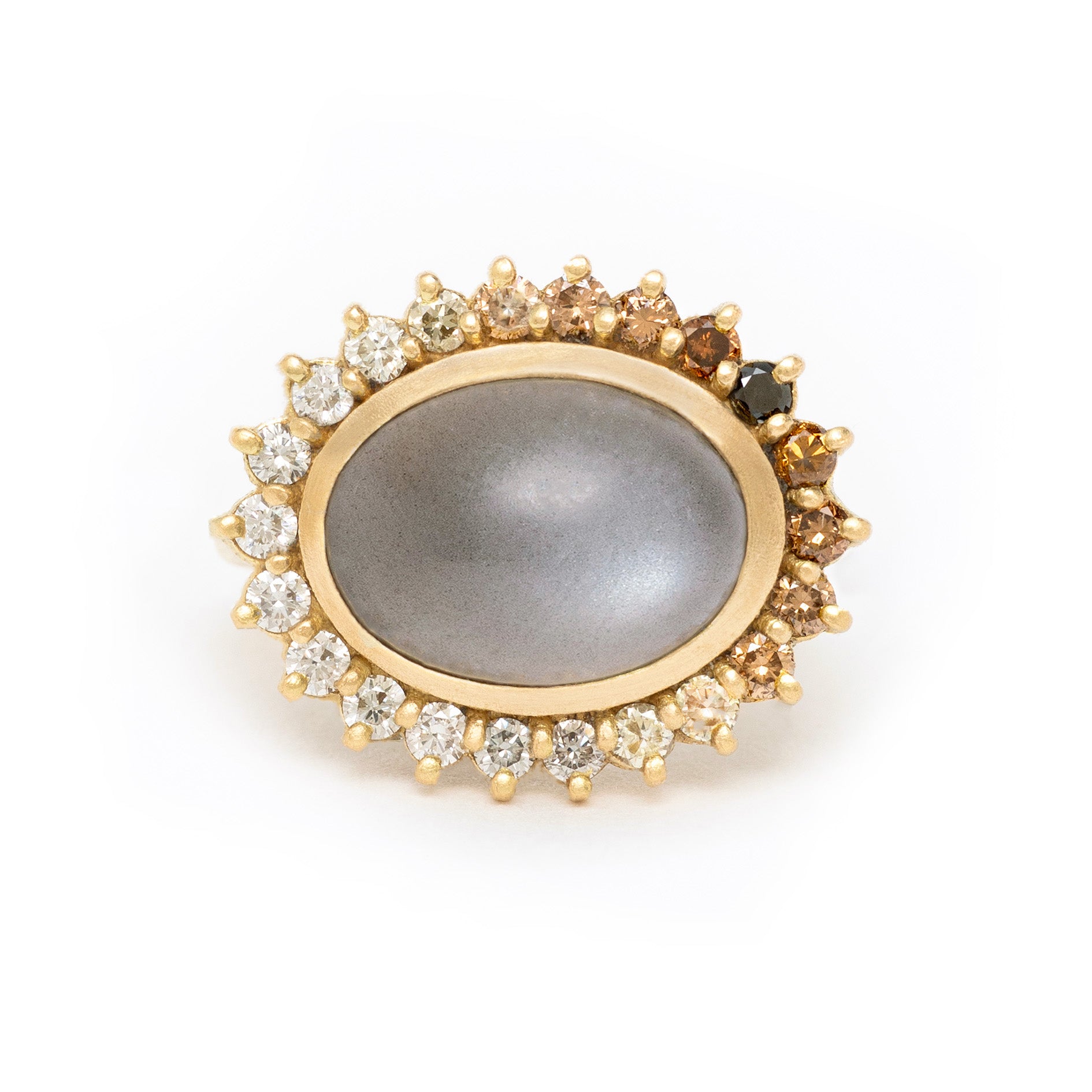 Tilda Moonstone and Diamond Cocktail Ring