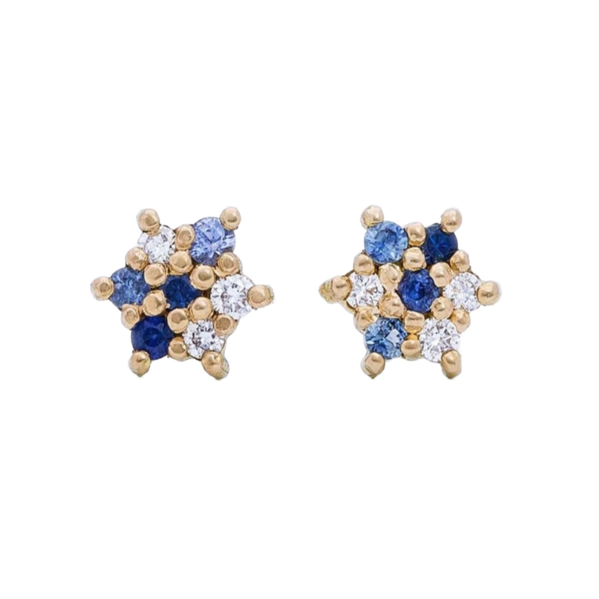 maya selway dancer stud earrings  blue sapphire 18ct yellow gold