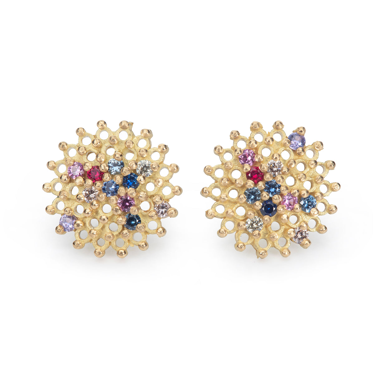 maya selway thelma sapphire stud earrings 18ct yellow gold sapphires diamonds