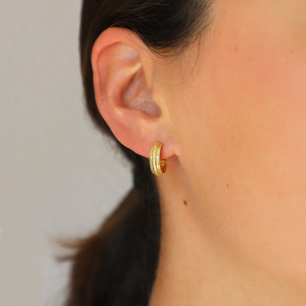 maya selway on body mabel's table hoop earring 18ct yellow gold