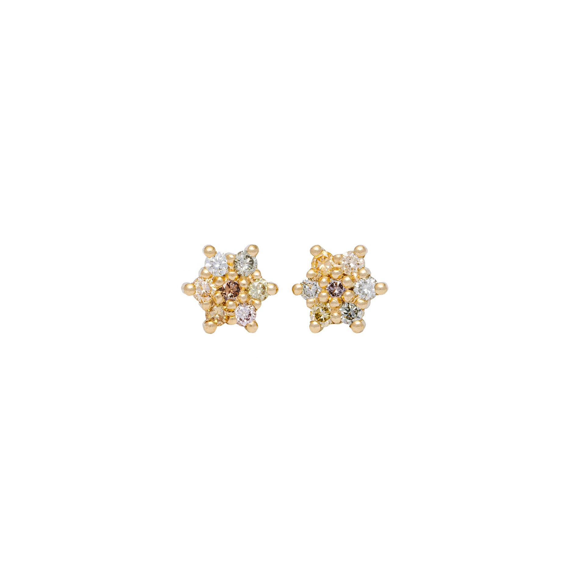 maya selway dancer champagne diamond stud earrings. 18ct yellow gold