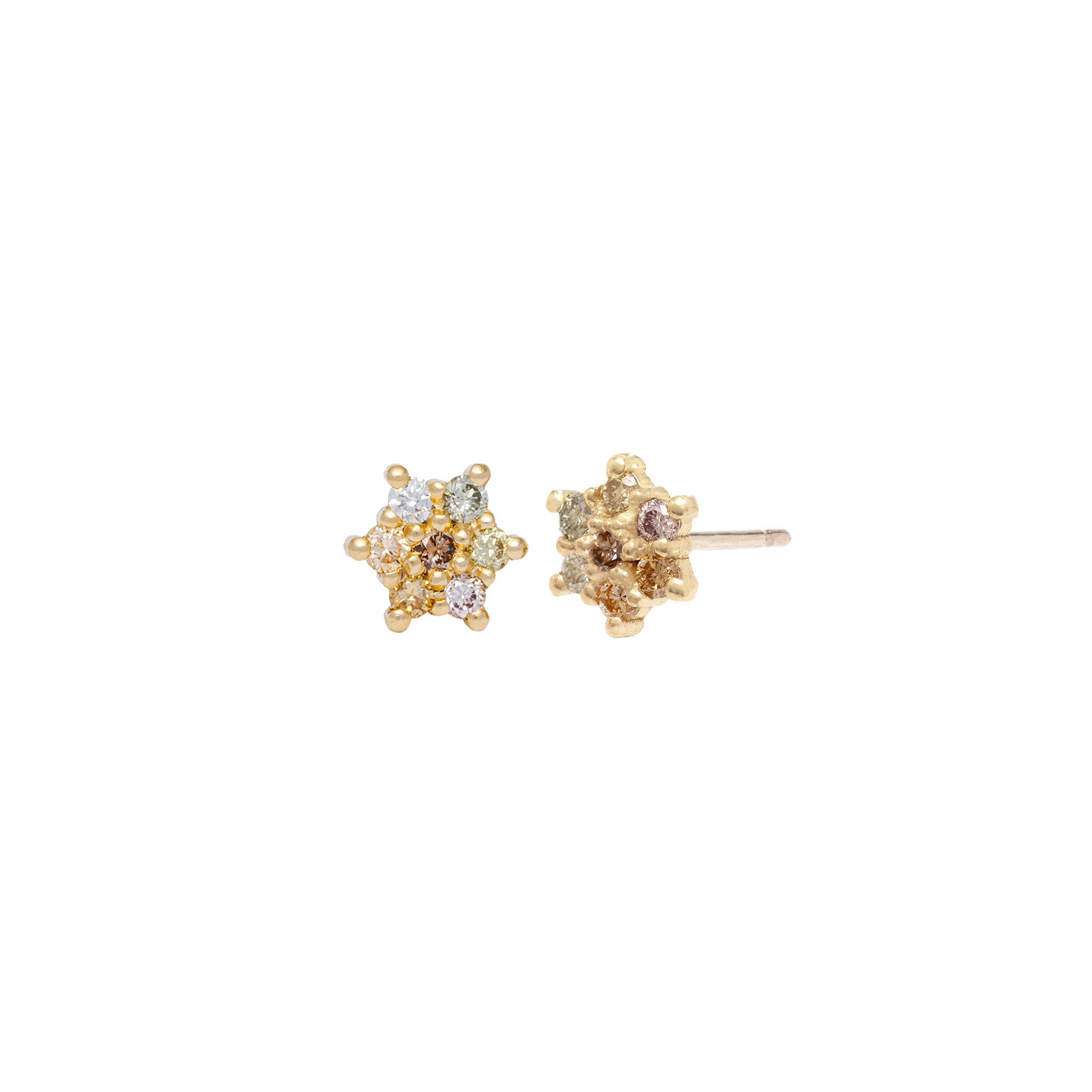 maya selway dancer champagne diamond stud earrings, 18ct yellow gold