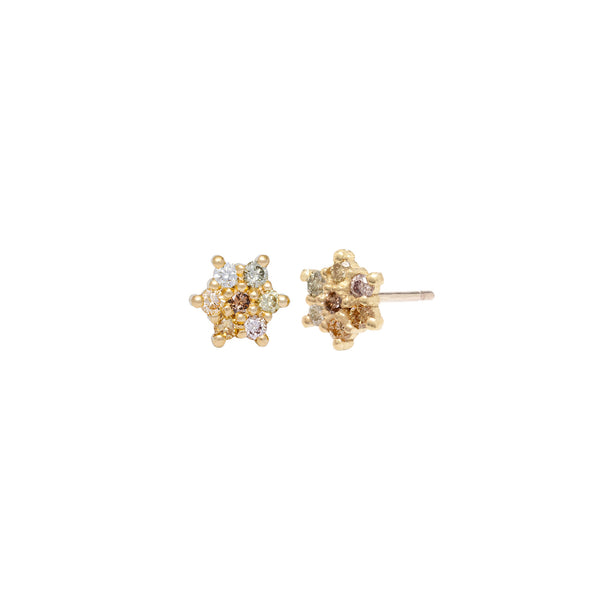 maya selway dancer champagne diamond stud earrings, 18ct yellow gold