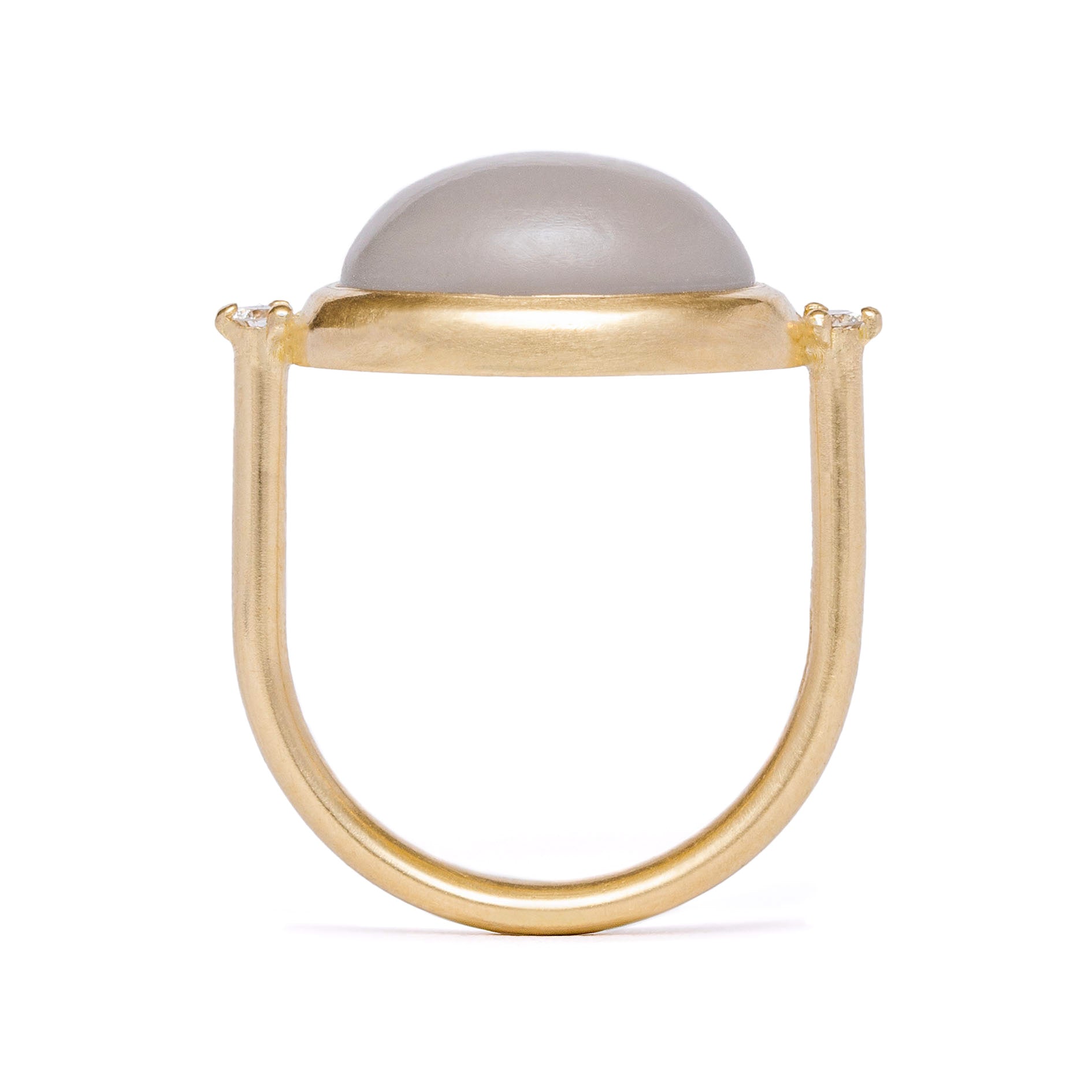 maya selway dusk moonstone cocktail ring, matte 18ct yellow gold white diamond