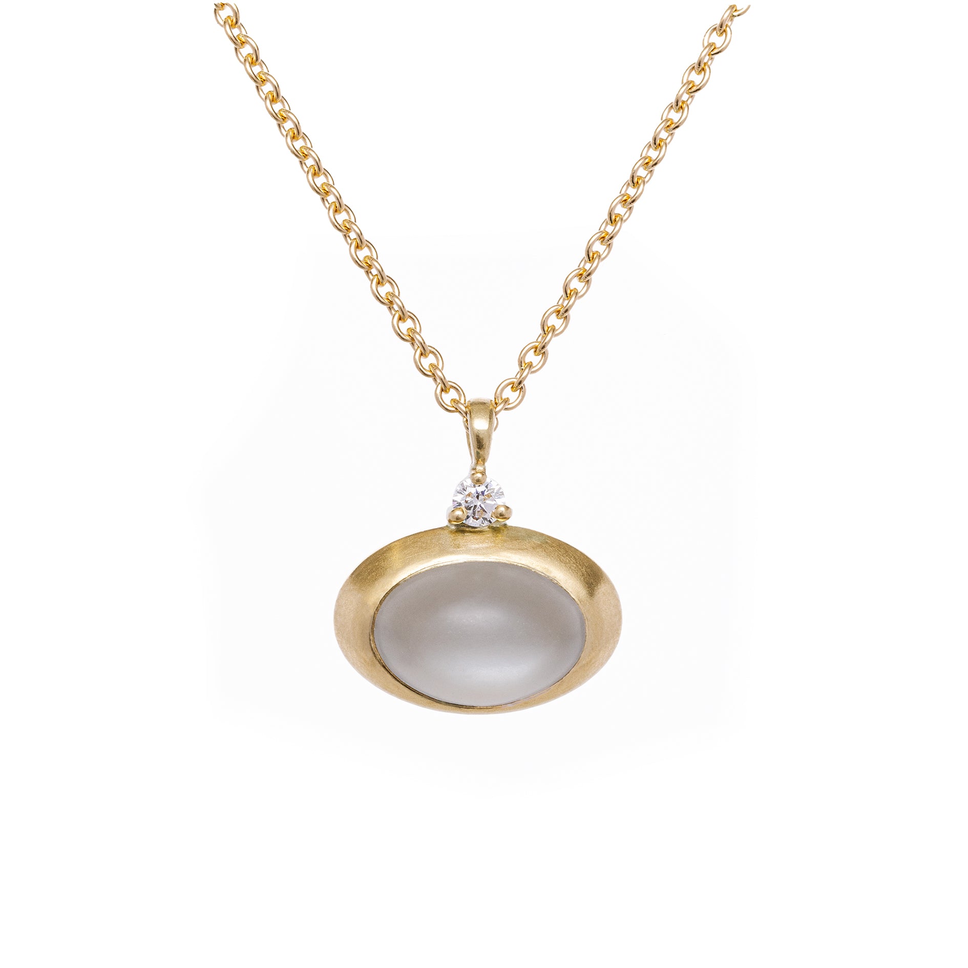 maya selway dusk moonstone pendant, matte 18ct yellow gold