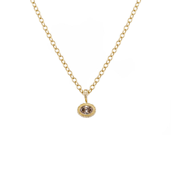 maya selway gaia champagne diamond pendant, textured 18ct yellow gold