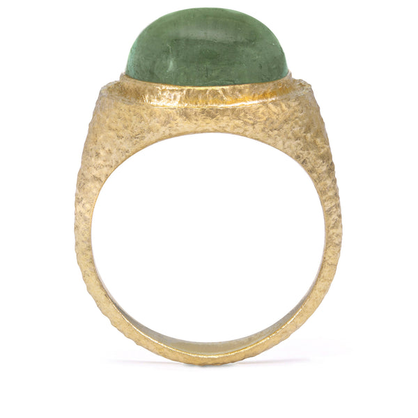 maya selway gaia tourmaline signet ring, textured 18ct yellow gold
