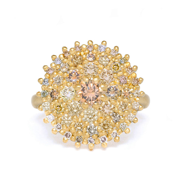 maya selway katherine champagne diamond cocktail ring, 18ct yellow gold