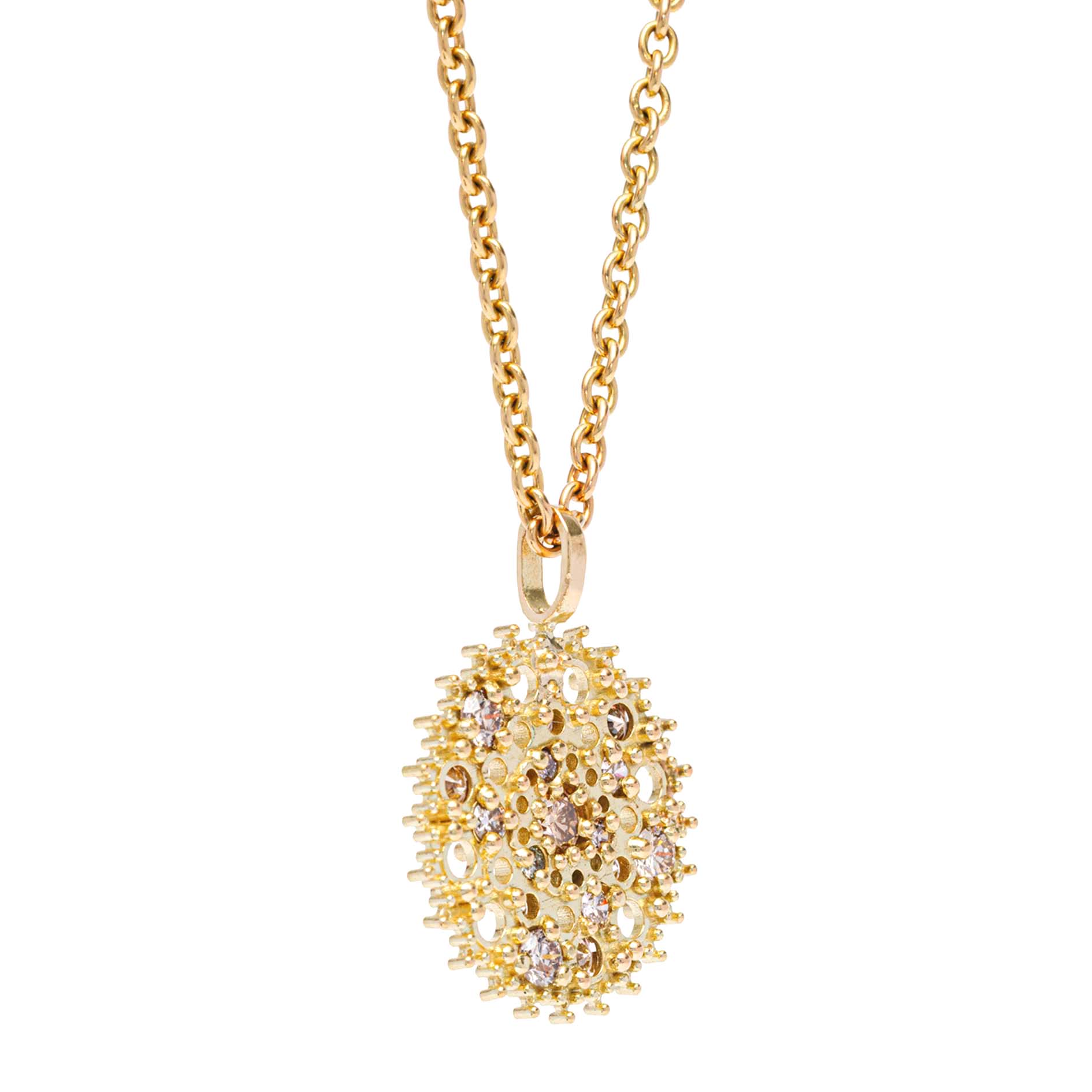 maya selway katherine champagne diamond pendant, 18ct yellow gold