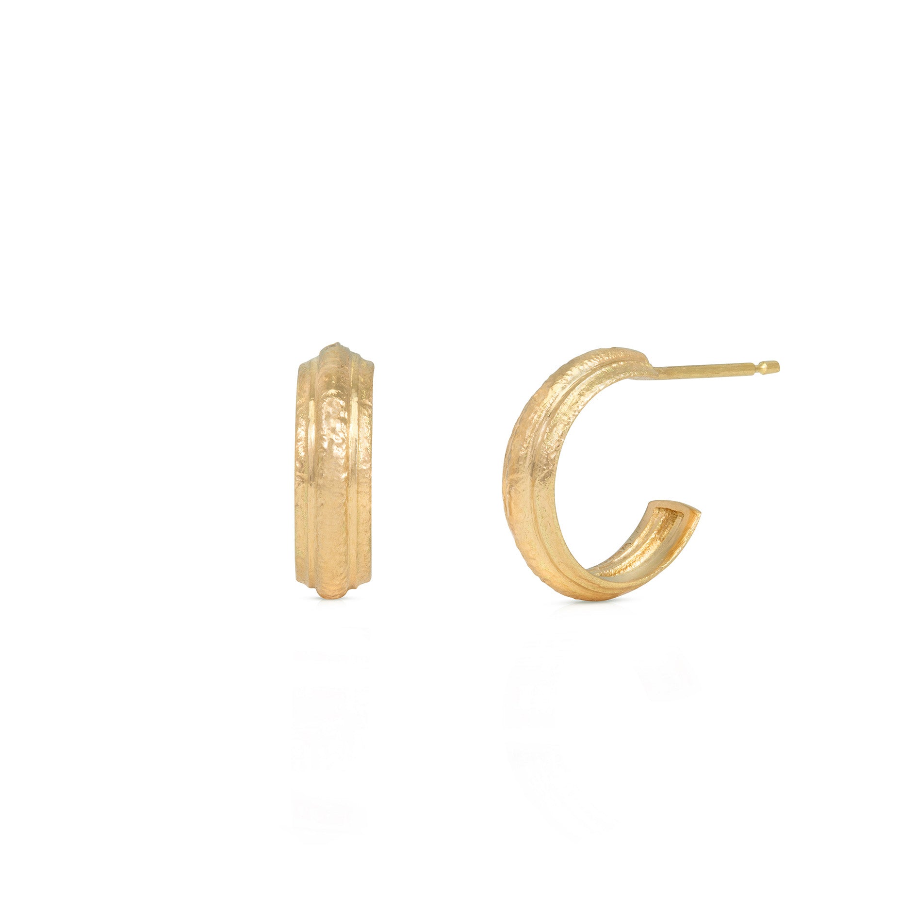 maya selway mable's table hoop earrings, textured 18ct yellow gold