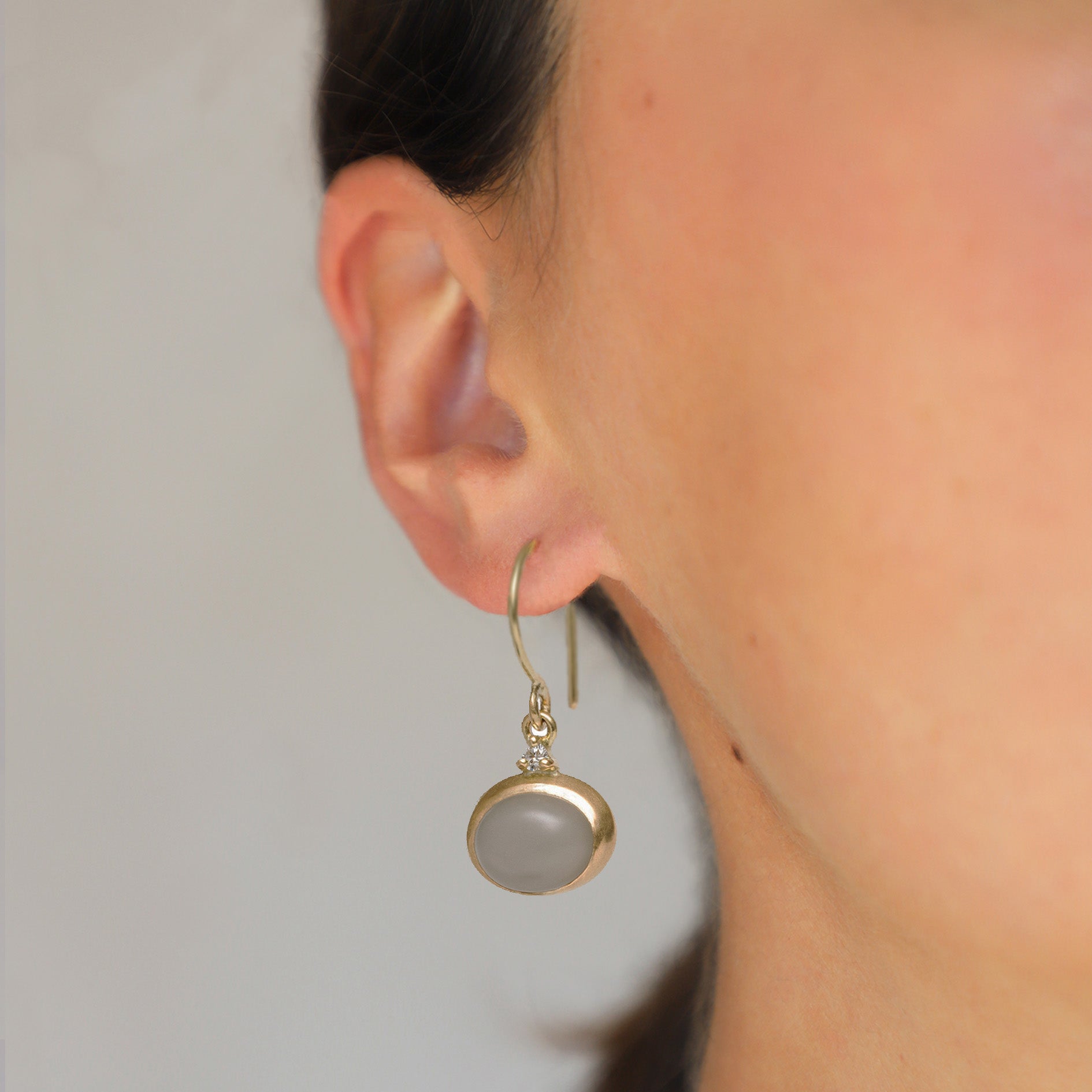 maya selway on body dusk drop earrings 18ct yellow gold diamond moonstone