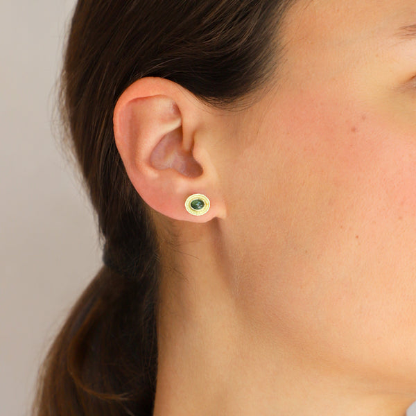 maya selway on body gaia stud earring 18ct yellow gold  tourmline