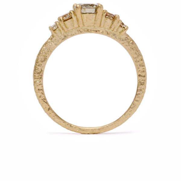 maya selway remember ring five stone textured 18ct yellow gold champagne diamonds