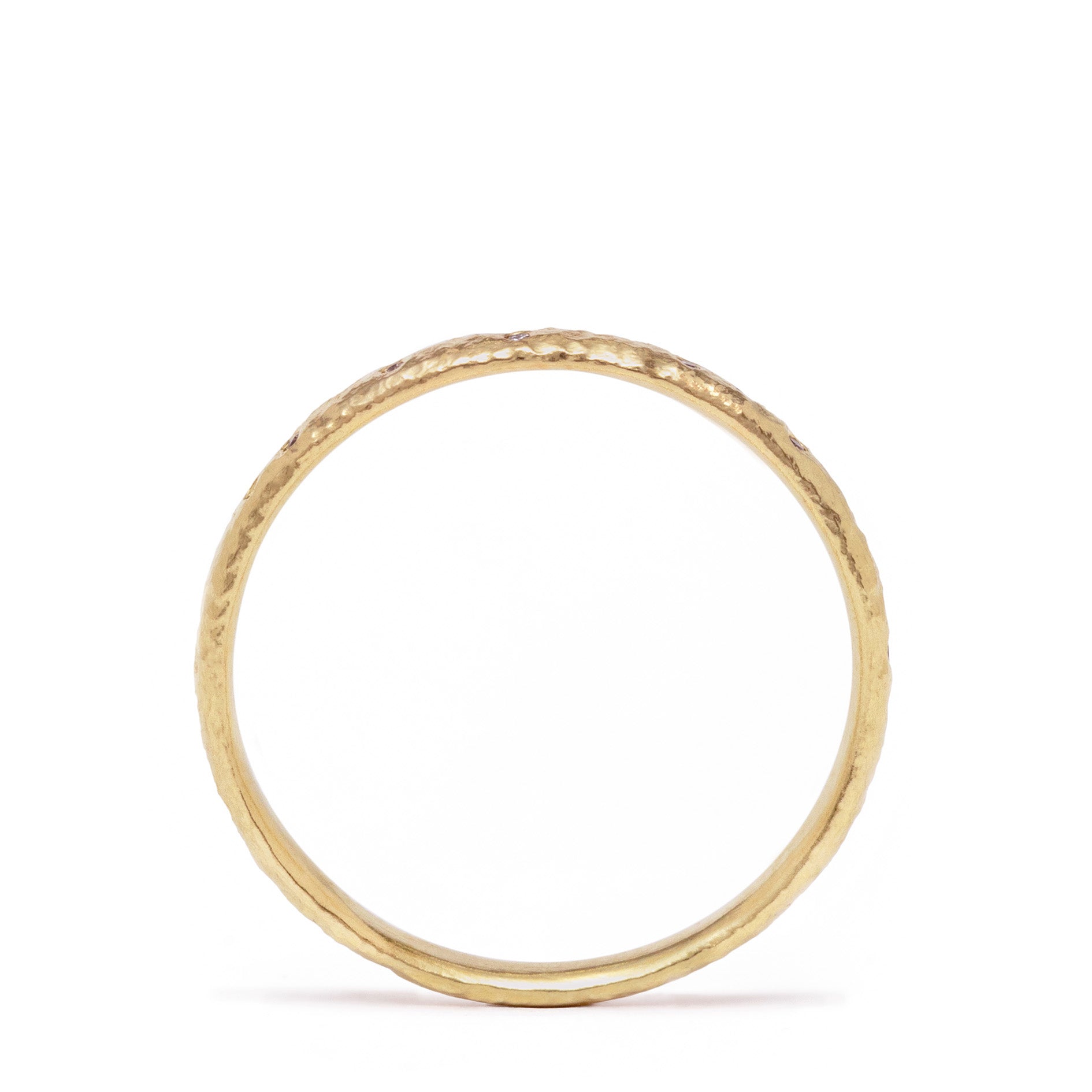 maya selway scattered diamond eternity ring 2mm, textured 18ct yellow gold