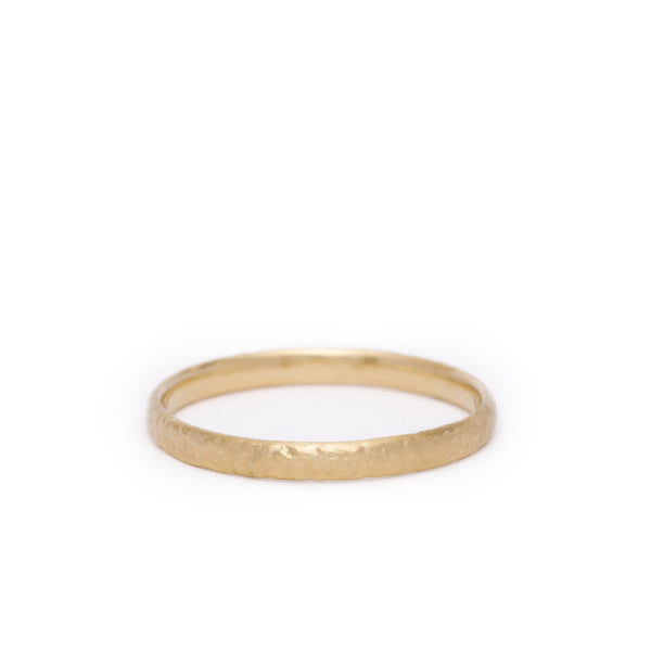 maya selway scattered gold band 2mm, textured 18ct yellow gold