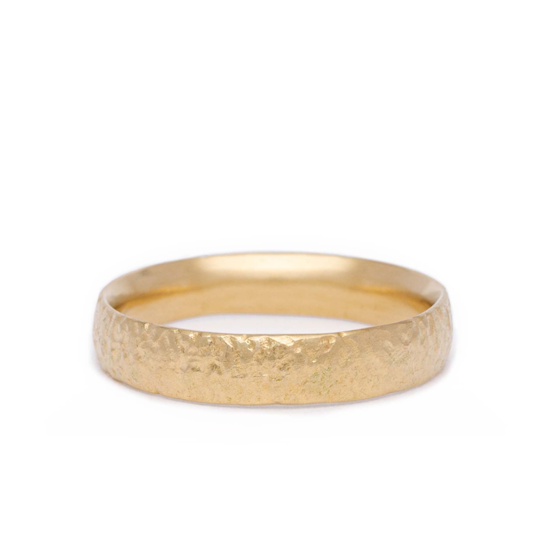 maya selway scattered gold band 4mm, textured 18ct yellow gold