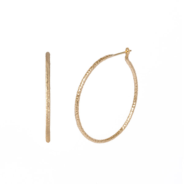 maya selway scattered gold hoop earrings, 30mm textured 18ct yellow gold
