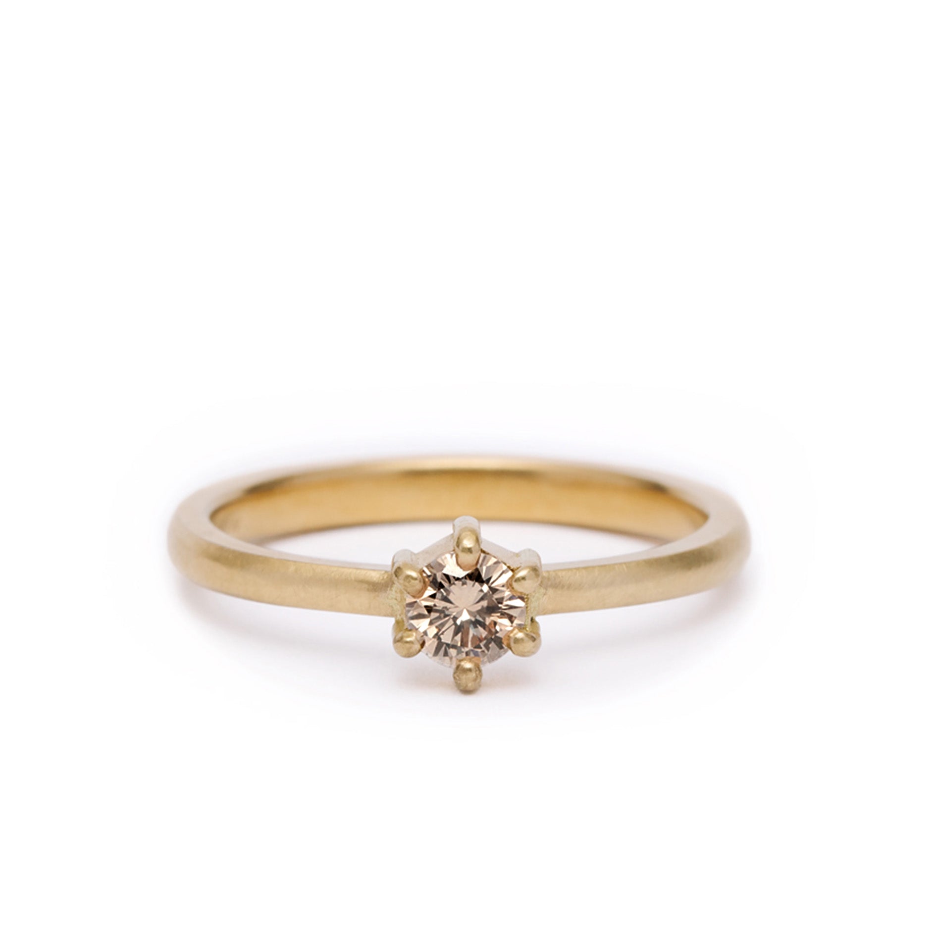 maya selway simone champagne diamond ring 0.25ct. matte 18ct yellow gold