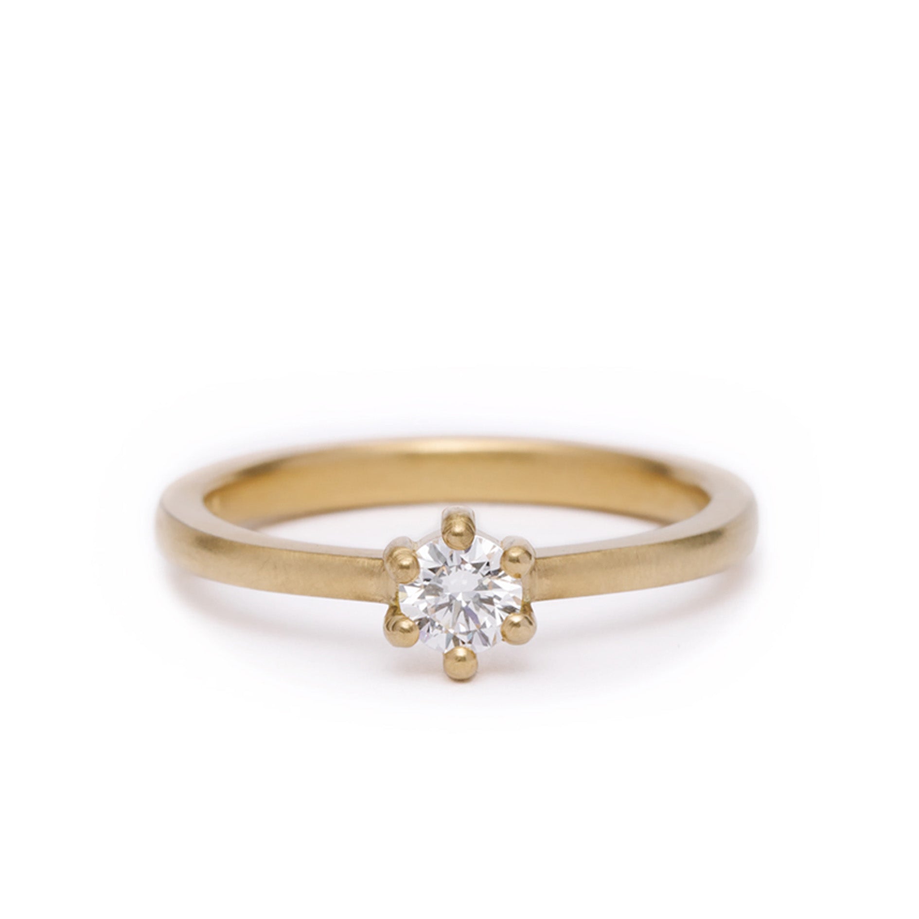 maya selway simone ring matte 18ct yellow gold white diamond
