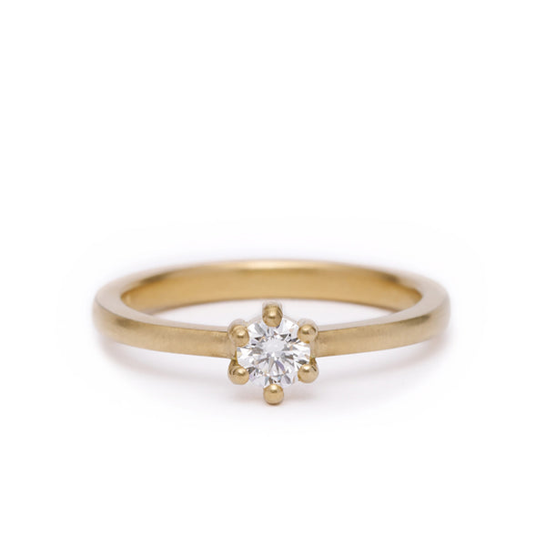 maya selway simone ring matte 18ct yellow gold white diamond