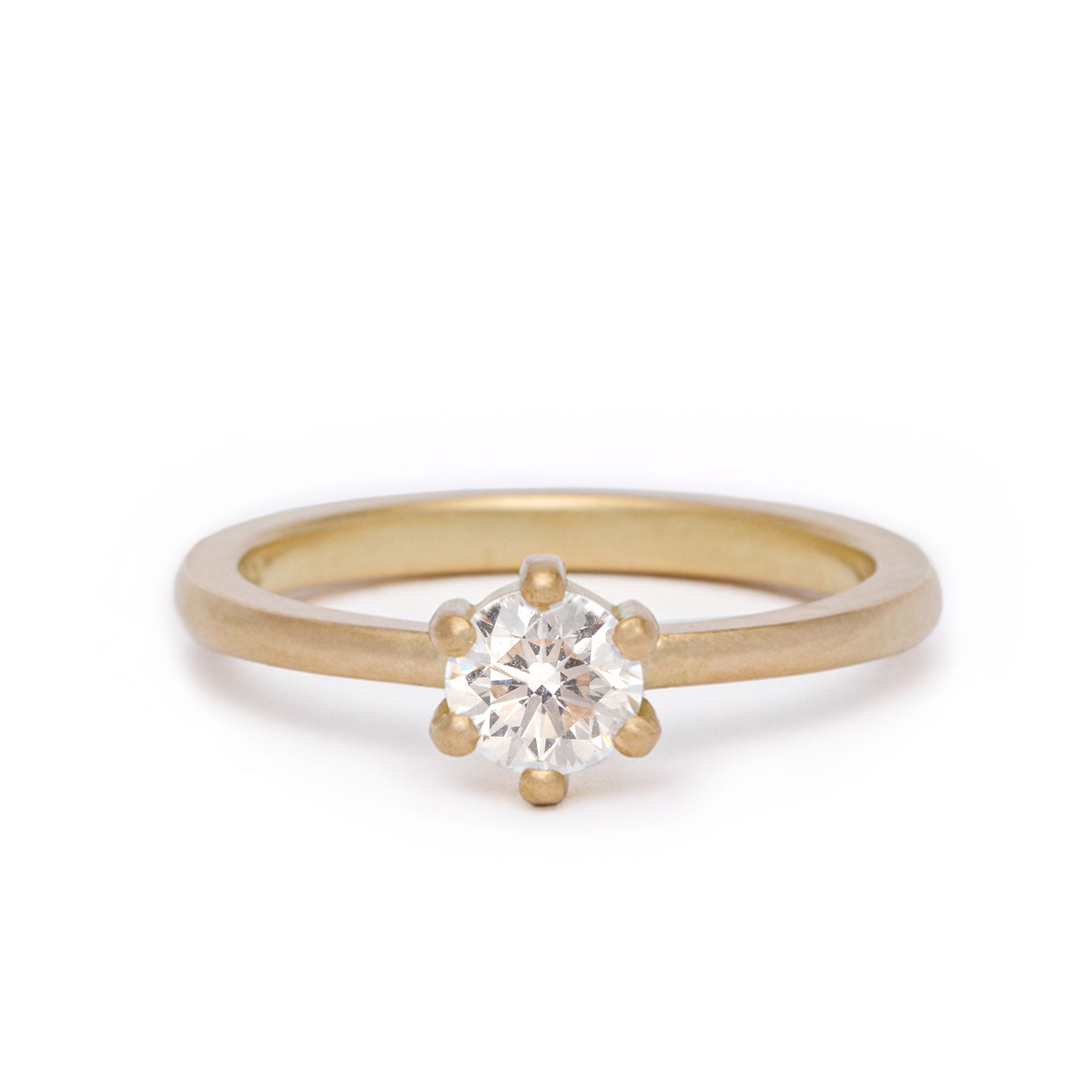 maya selway simone white diamond ring 0.5ct, matte 18ct yellow gold