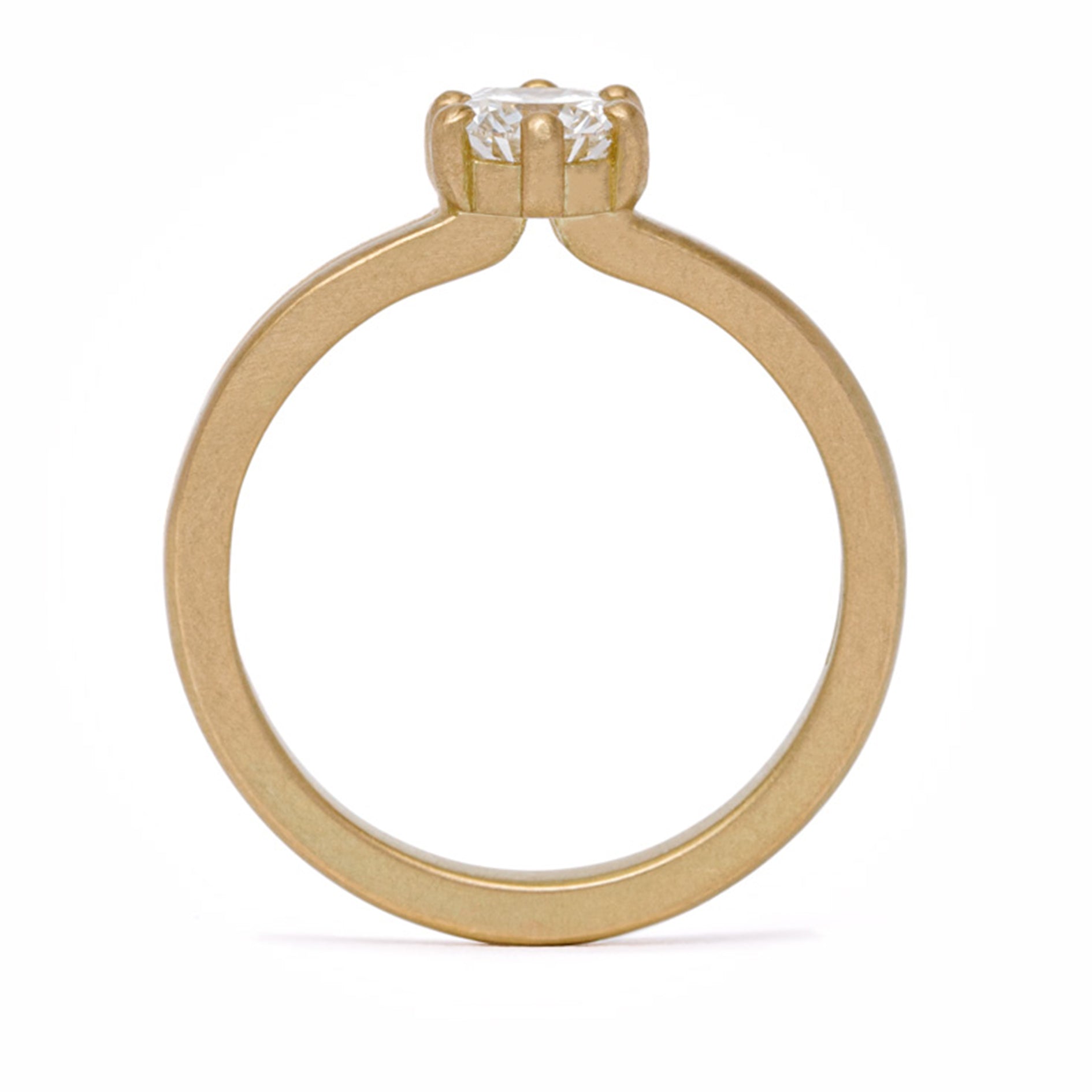 maya selway simone white diamond ring 0.5ct standing matte 18ct yellow gold