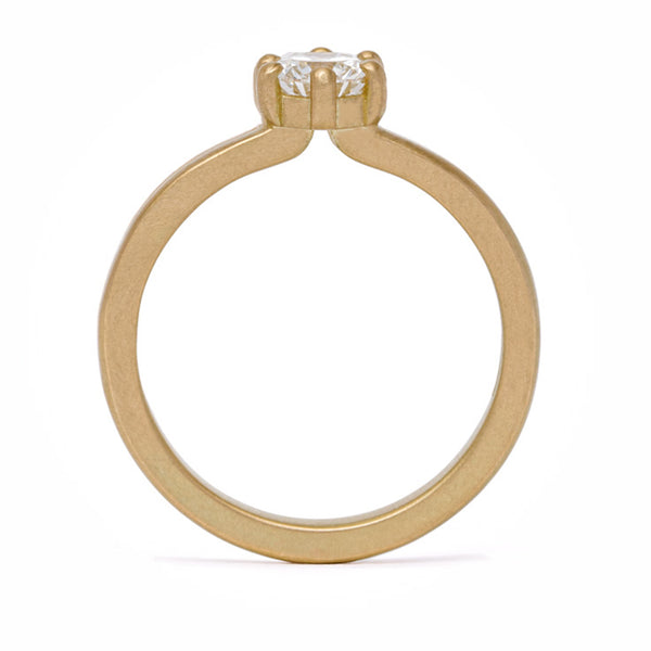 maya selway simone white diamond ring 0.5ct standing matte 18ct yellow gold