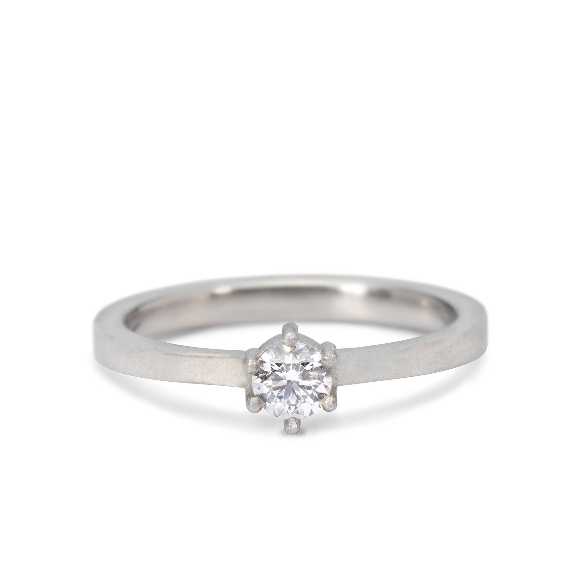 maya selway simone white diamond ring custom matte platinum