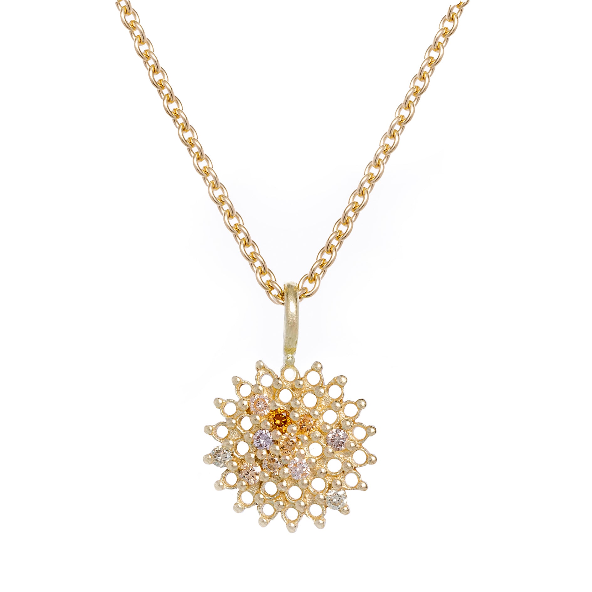 maya selway thelma champagne diamond pendant, 18ct yellow gold