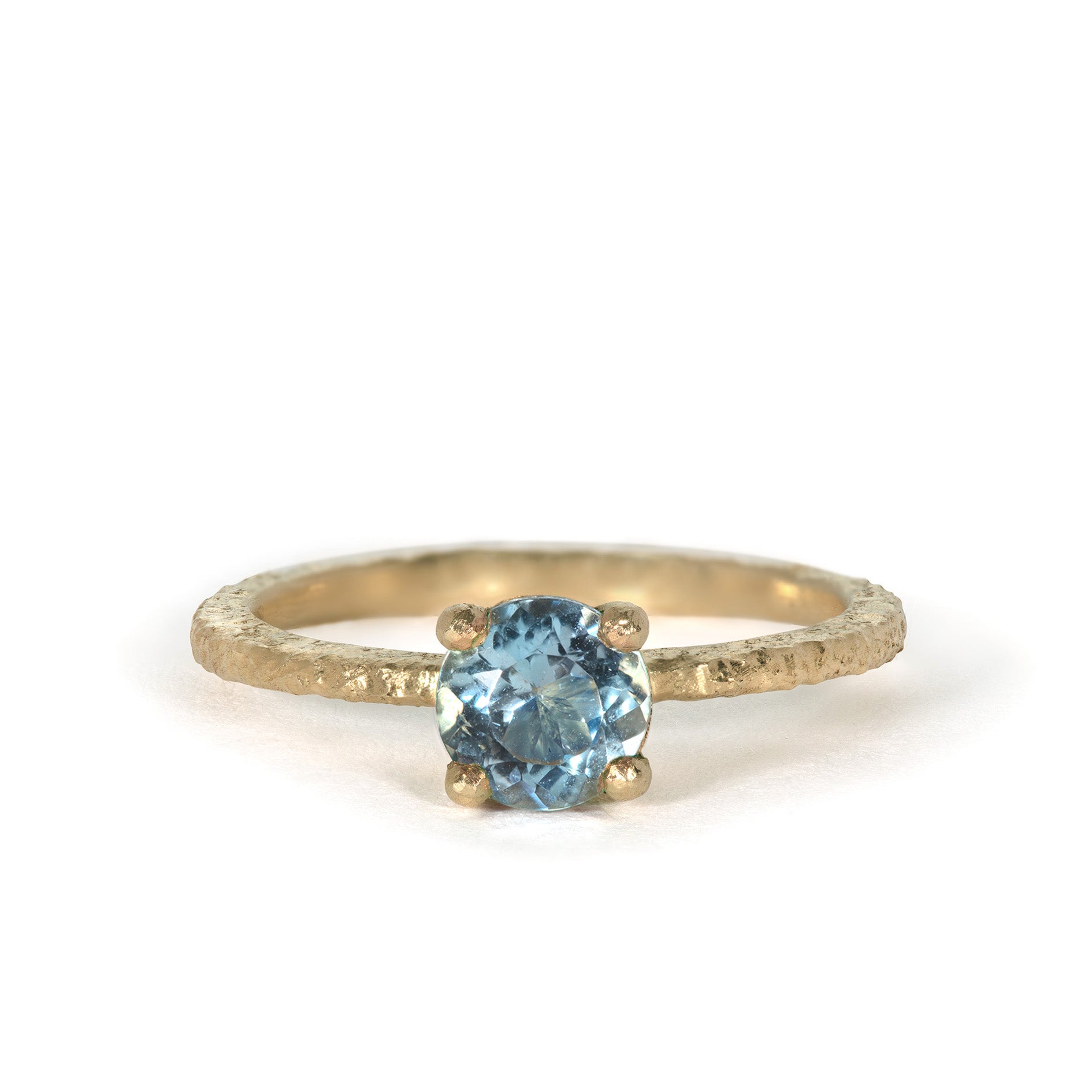 maya selway una aquamarine ring, textured 18ct yellow gold