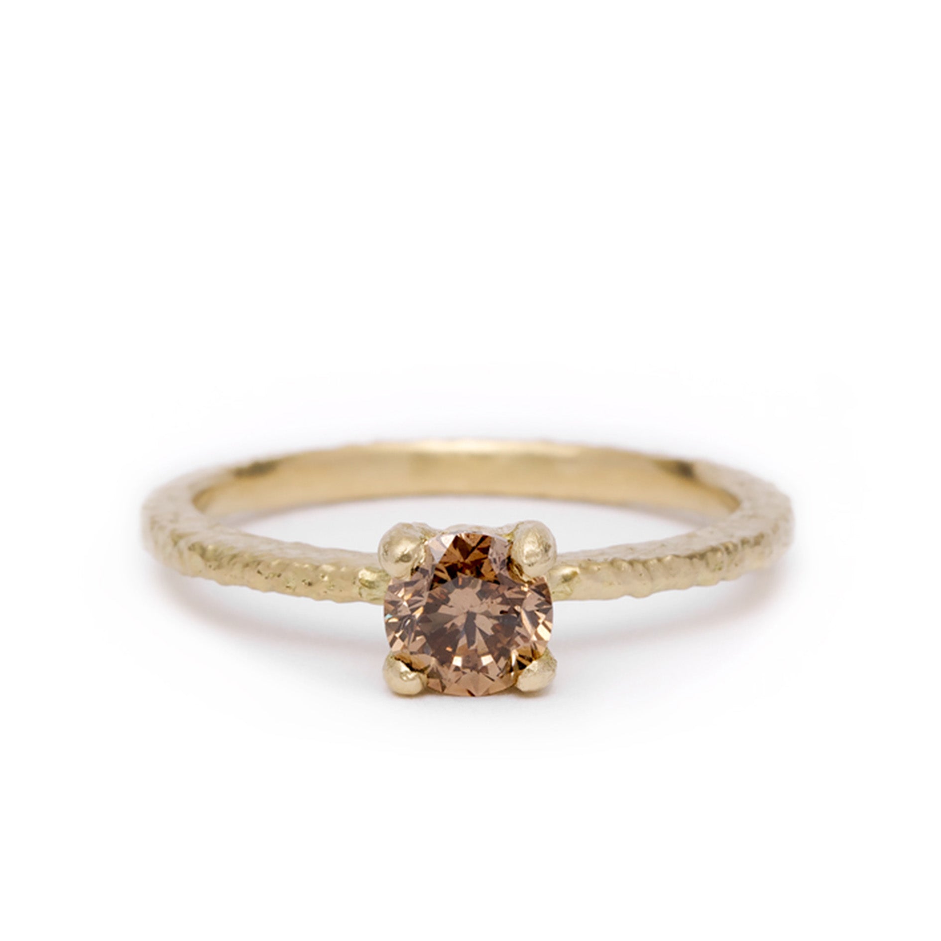 maya_selway_una_champagne_diamond_ring_0.5ct, textured 18ct yellow gold champagne diamond