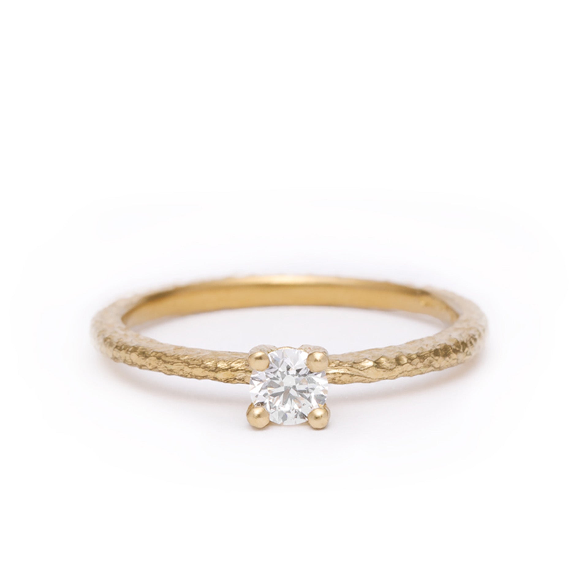maya selway una white diamond ring 0.25ct textured 18ct yellow gold 